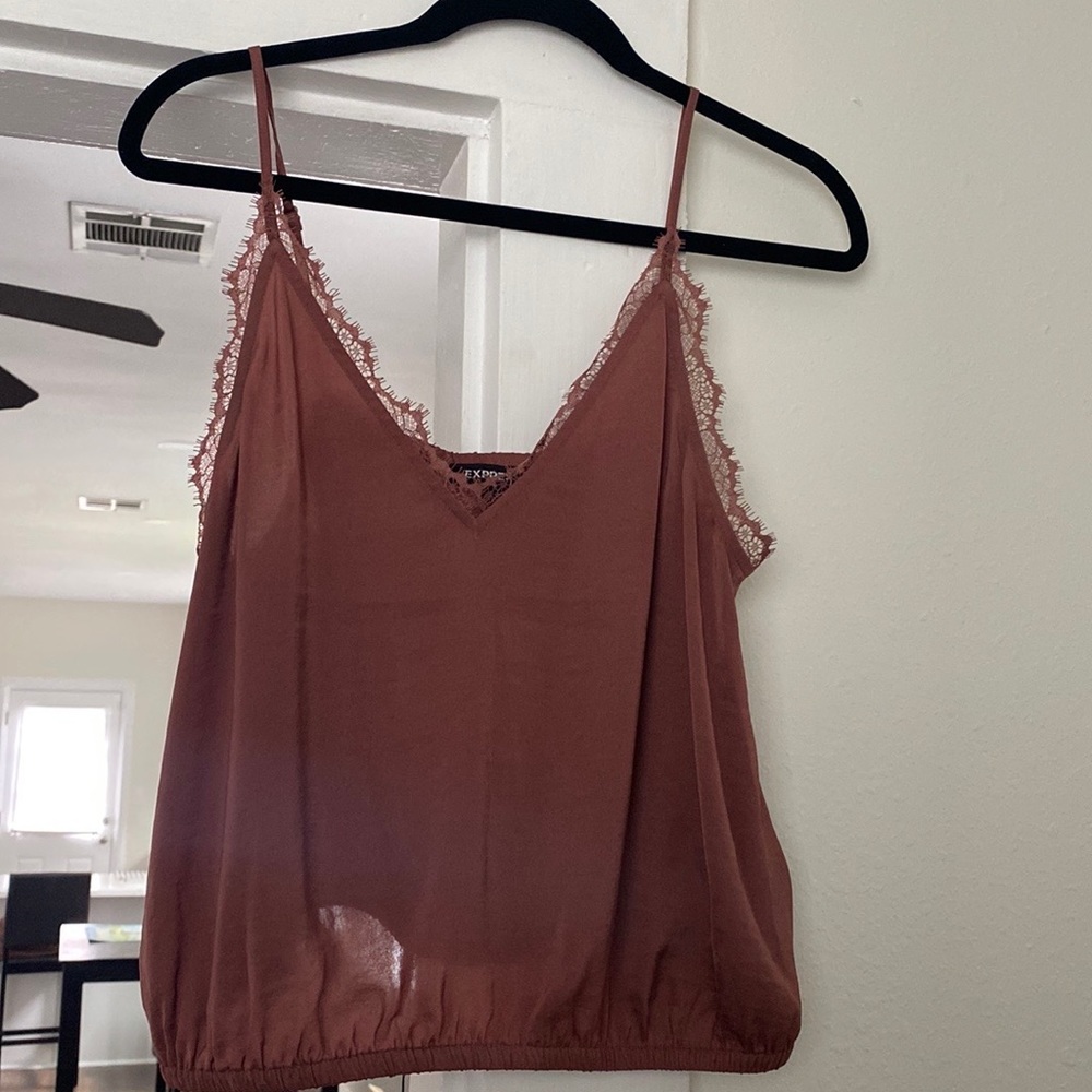 Express soft pink top with lace details